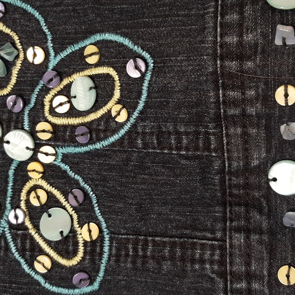 Alfred Dunner Women's Size 14 Dark Blue Denium Jean Jacket with Butterfly Accent - Picture 11 of 13